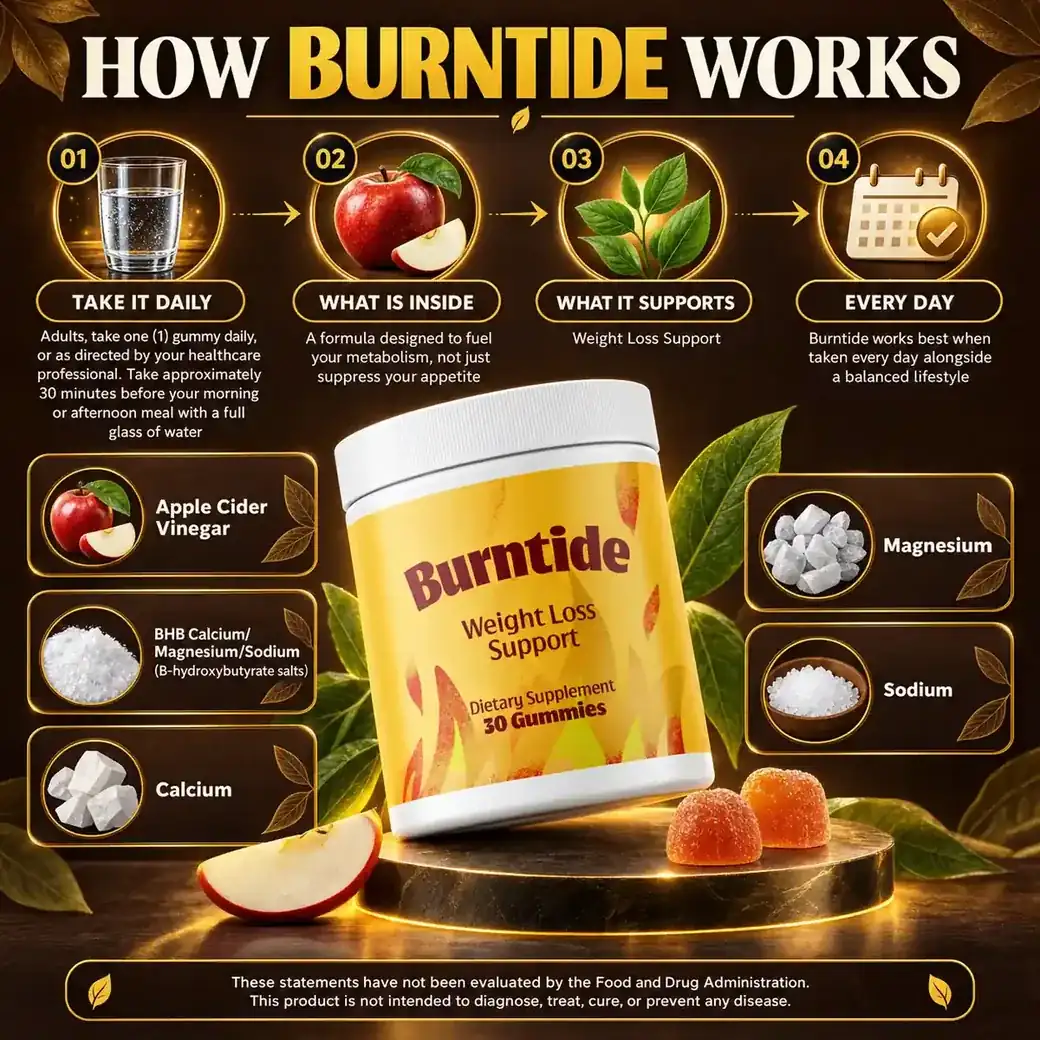 The Burntide listing panel describing how the manufacturer frames the routine