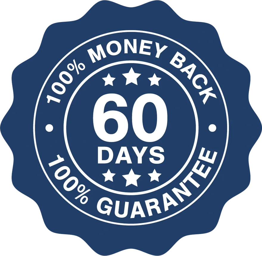 The Burntide 60-day money-back guarantee seal